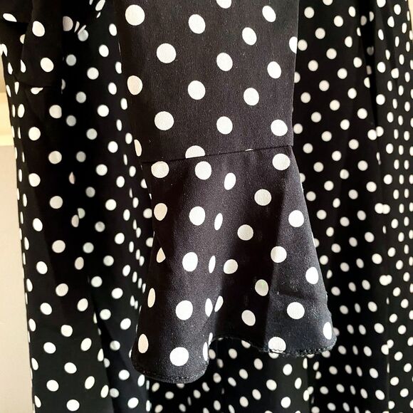 ASOS Maternity Long Sleeve Black + White Spotted Shirt Dress w/ Trumpet Sleeves - Picture 5 of 10